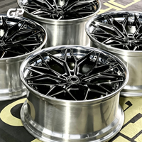 Para BMW M3 M4 M5 Mercedes AMG C63 Juego de 2 Ruedas Forjadas 6061-T6 de 17-24 Pulgadas 5x112 5x120 con Borde Pulido Negro Brillante y Diseño Cóncavo Profundo