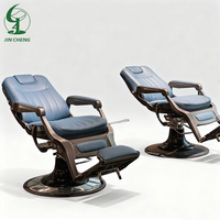 Chaise de coiffeur hydraulique robuste en acier inoxydable Jincheng Antique, mobilier de beauté pour salon de coiffure