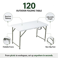 Table utilitaire pliable robuste avec poignée pour stand de salon professionnel, table pliante en plastique
