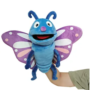 2024 nuevo estilo bajo MOQ marioneta de mano de insectos de peluche oruga mariposa abeja mariquita libélula hormiga marioneta de mano rellena