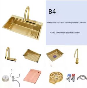 Robinet cascade multifonctionnel en or moderne, distributeur de tasses pour évier de <span class=keywords><strong>cuisine</strong></span> en acier inoxydable 304 - Product Image 4