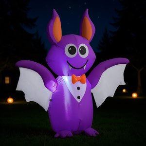 Chauve-souris gonflable d'Halloween de 1,80 m avec éclairage LED pour décoration extérieure de jardin, en PVC, unisexe - Product Image 2