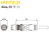 Connecteurs IP67 IEC M12 12 broches code A mâle, câble industriel pour PC, connecteur de valve, pièces de valve, câbles de capteur LVDS