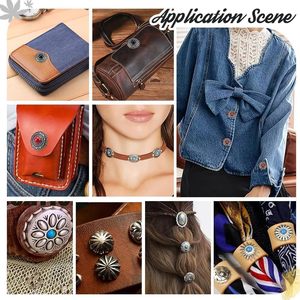 AHANDMAKER Rivets décoratifs en métal de différentes couleurs, motif floral vintage, boutons à vis plats et ronds pour loisirs créatifs - Product Image 6