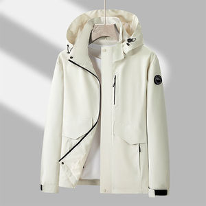 Outdoor Windbreaker Jacket Unisex Full Sleeve Windproof Hooded Beige Lightweight Hiking Clothing For Men And Women - Product Image 3