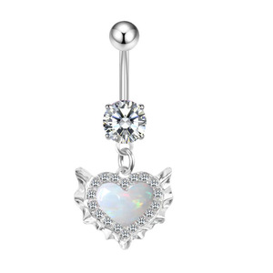 Chaîne de ventre tendance en acier inoxydable CRYSPURE avec opale en forme de cœur, plaqué argent, pour mariage, fiançailles, <span class=keywords><strong>piercing</strong></span> de nombril - Product Image 6