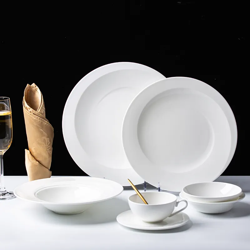 Оптовая продажа, китайские маленькие блюда, фарфоровые десерты 10,5 дюйма, ярко-белые круглые обеденные тарелки в скандинавском стиле