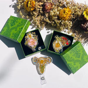 Tongxin resina vera fiore che allatta distintivo retrattile floreale alligatore retrattile Reel Clip porta Badge regalo di compleanno <span class=keywords><strong>regali</strong></span> per infermiere - Product Image 6