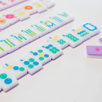 Jeu de Mahjong Américain Gravé 160 Pièces Pastel Vif Technicolor, Face Avant Ivoire, Dos Lilas Brillant, Cadeau de Collection Fête des Mères