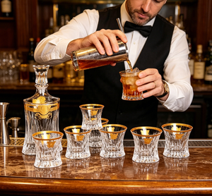 Juego <span class=keywords><strong>de</strong></span> Decantadores <span class=keywords><strong>de</strong></span> Whisky con MOQ Bajo, Botella <span class=keywords><strong>de</strong></span> Cristal con Calcomanía Dorada Directo <span class=keywords><strong>de</strong></span> Fábrica <span class=keywords><strong>para</strong></span> Dropshipping y Venta Minorista - Product Image 5