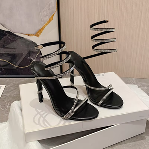 Sandales à talons aiguilles en strass serpentine pour femme, nouvelle collection été, en PU, vente en gros d'usine - Product Image 1