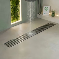 Desagüe de Piso Lineal Moderno de Acero Inoxidable 304 Cepillado de 60cm con Inserción para Azulejo, Antiolor y Anti-insectos, para Baño y Hotel, OEM