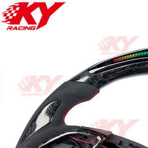 Volant de course personnalisé en fibre de carbone forgée et cuir suédé avec LED pour Chevrolet Camaro ZL1 SS, compatible Corvette C8 C7 C6 - Product Image 2