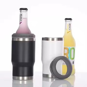 Gobelet en acier inoxydable isolé par refroidisseur <span class=keywords><strong>de</strong></span> canette <span class=keywords><strong>de</strong></span> 12oz à 2 couvercles interchangeables pour le refroidissement <span class=keywords><strong>de</strong></span> la bière et des canettes <span class=keywords><strong>de</strong></span> <span class=keywords><strong>vin</strong></span> - Product Image 2