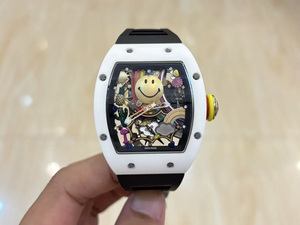 Reloj Mecánico Automático de Moda con Cara Sonriente, de Alta Calidad, Lujoso, Rectangular, Estilo Hip Hop, con Cristal de Zafiro y Fibra de Carbono - Product Image 6