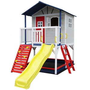 Maison de jeu en bois pour enfants <span class=keywords><strong>avec</strong></span> <span class=keywords><strong>toboggan</strong></span> et bac à sable, structure d'escalade - Product Image 1