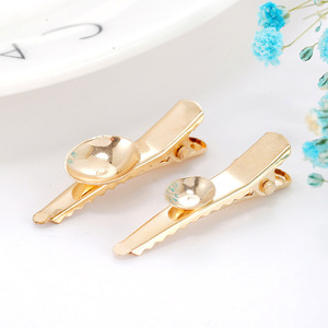 Gold 3.5Cm Pointed Duckbill <b>Clip</b> Beaded Rim Hair Accessory Daily Use - Product Image 1