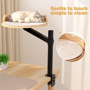 JQ Indoor Katzen-Schreibtischbett 15,75 Zoll Modernes Katzenbett mit Matte 360 °   Drehbar und höhenverstellbar für Schreibtische, Bürotische und Gaming-Tische - Product Image 3
