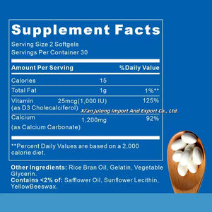 Cápsulas de Gel Suave de Calcio y Vitamina D3 VitaHall, Suplemento Dietético de Nutrición Deportiva para la Salud Ósea, 3 Cápsulas Diarias - Product Image 2