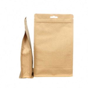 Sacs en papier kraft plats imperméables avec fermeture éclair, 12x22cm, pour emballage de farine, format promotionnel - Product Image 3