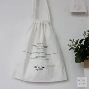 Tas Tali Serut Katun Linen Berkualitas Tinggi Kantong Kain Katun Linen Daur Ulang