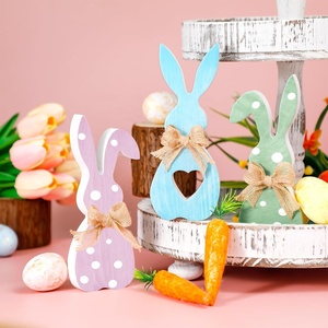 Coniglietto di Pasqua rustico in legno coniglio vassoio a strati per primavera casa segno dipinto per coniglietto spezie centrotavola da tavolo - Product Image 6