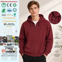 Sweat-shirt à capuche zippé personnalisé pour homme, en molleton polyester-coton, vierge, avec impression de logo OEM et broderie, vêtement d'hiver