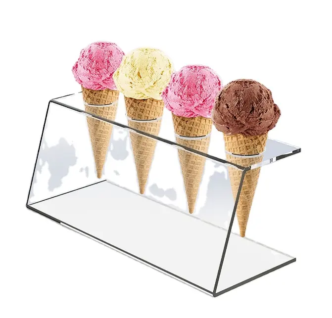 Suporte de cone de sorvete acrílico personalizado, suporte de exibição