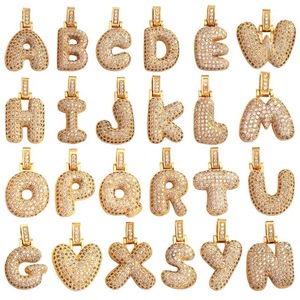 2024 Offre Spéciale plaqué or diamant Zircon gros mignon Alphabet ballon bulle initiale chaîne collier bricolage - Product Image 1