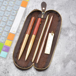 Handgemaakte lederen etui van koeienhuid met vintage rits, S-vormig pennenetui, vintage etui, enkelvoudige penhouder - Product Image 4