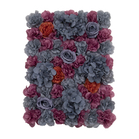 Panneau mural de fleurs artificielles en tissu, haut et réaliste, avec fond en tissu, rangée de plantes blanches et violettes, toile de fond de mariage personnalisable