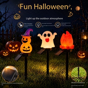 Lámpara Solar de Jardín con Forma de Calabaza Fantasma, Impermeable, de PVC, para Halloween, con Estaca para Césped, Decoración para Patio Exterior - Product Image 4