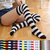 Chaussettes longues rayées personnalisées pour femmes, style japonais, noir et blanc, pour l'école