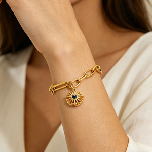 ZOGXIN Gold Geometric Chain Bracelet With Sun Pendant For Women Gift Jewelry - Product Image 3
