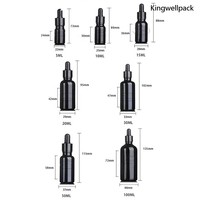 Flacon compte-gouttes en verre noir personnalisé de 5ml 10ml 15ml 20ml 30ml 50ml 100ml huile essentielle flacon en verre violet foncé avec pompe