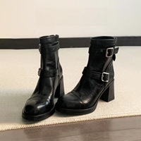 Bottines courtes pour femmes, style rétro grunge urbain, à bout rond, plateforme, talon bloc, en similicuir brillant, très tendance
