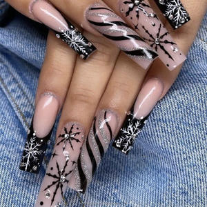 Puntas de <span class=keywords><strong>Uñas</strong></span> Estilo Francés, Puntas de <span class=keywords><strong>Uñas</strong></span> <span class=keywords><strong>Semipermanentes</strong></span>, <span class=keywords><strong>Uñas</strong></span> Artificiales, Paquete al por Mayor de 24 Piezas - Product Image 1