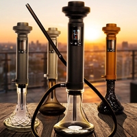 Coffret Cadeau Kit Chicha Électronique Portable avec Écran LED, Sans Charbon, Doré