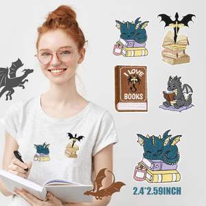 Parche Bordado Termoadhesivo de Dibujos Animados 'I Love Reading Dinosaur Book' para Ropa, Bolsas y Decoración - Product Image 2