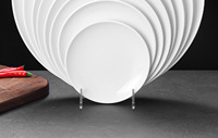 Assiette de service en mélamine blanche, plat de buffet commercial, durable, poli, écologique, compatible lave-vaisselle, vaisselle personnalisée pour les fêtes