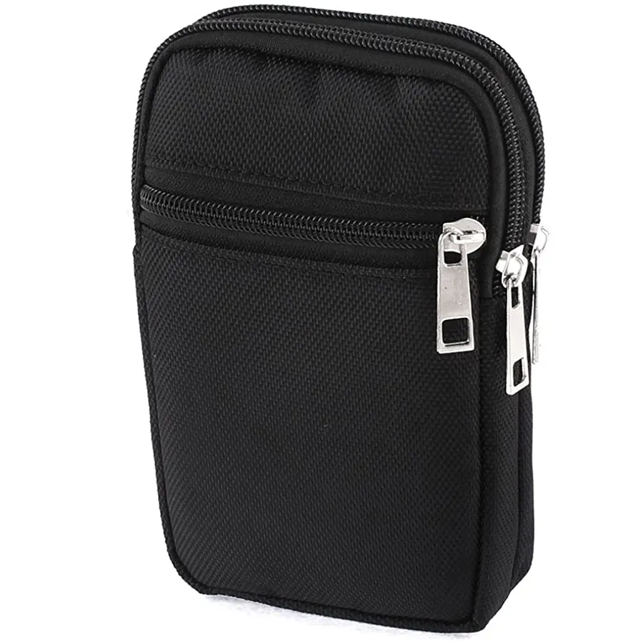 C1662 Waist Belt Pack Black Waterproof Wallet Pouch Men Fanny Pack Bags