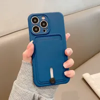 Étui de téléphone avec porte-cartes pour iPhone 16 15 14 13 12 11 Pro Max, coque souple avec protection de l'appareil photo pour iPhone X XS XR Max
