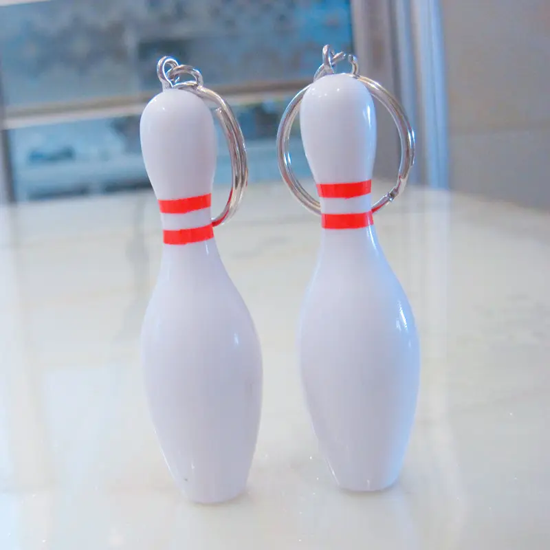 Bowling Pin Keychains for Kids Sport Key chain Keyring Backpack Hook Educational Tool DIY Craft Accessories