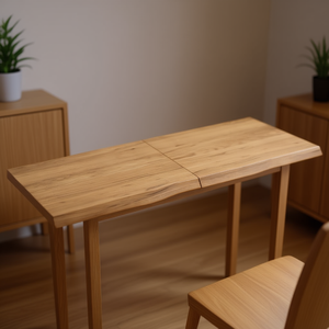 Solid Oak Wood <b>Foldable</b> <b>Table</b> Top Rectangle Modern Minimalist Design For Dining Room Furniture Home Use - Product Image 2