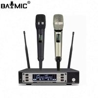 Microphone sans fil UHF professionnel en métal, 2 canaux, pour scène, DJ, fête