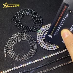 Collar de Cadena de Tenis de Acero Inoxidable 316L con Incrustaciones de Moissanita VVS, Chapado en Oro Negro con Diamantes de 4 mm, Estilo Hip Hop - Product Image 1