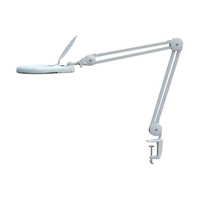 Lampe de bureau grossissante LED noire et blanche avec pince, variateur d'intensité continu, loupe avec lumière et bras réglable pour l'électronique