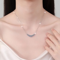 Collier Pendentif FanKe 925 en Argent Sterling Tendance Sourire Sept Princesses, Chaîne de Liens Femme Moissanite Haut de Gamme Style Ins
