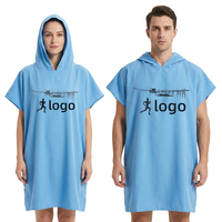 Serviette poncho à capuche en microfibre de couleur unie avec logo sérigraphié, séchage rapide, robe de bain pour la plage, le surf et la natation