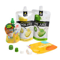 Op maat bedrukte draagbare verpakkingen voor dranken met logo, 125ml 200ml 300ml plastic zakjes met tuit voor ijs, fruit en sap.